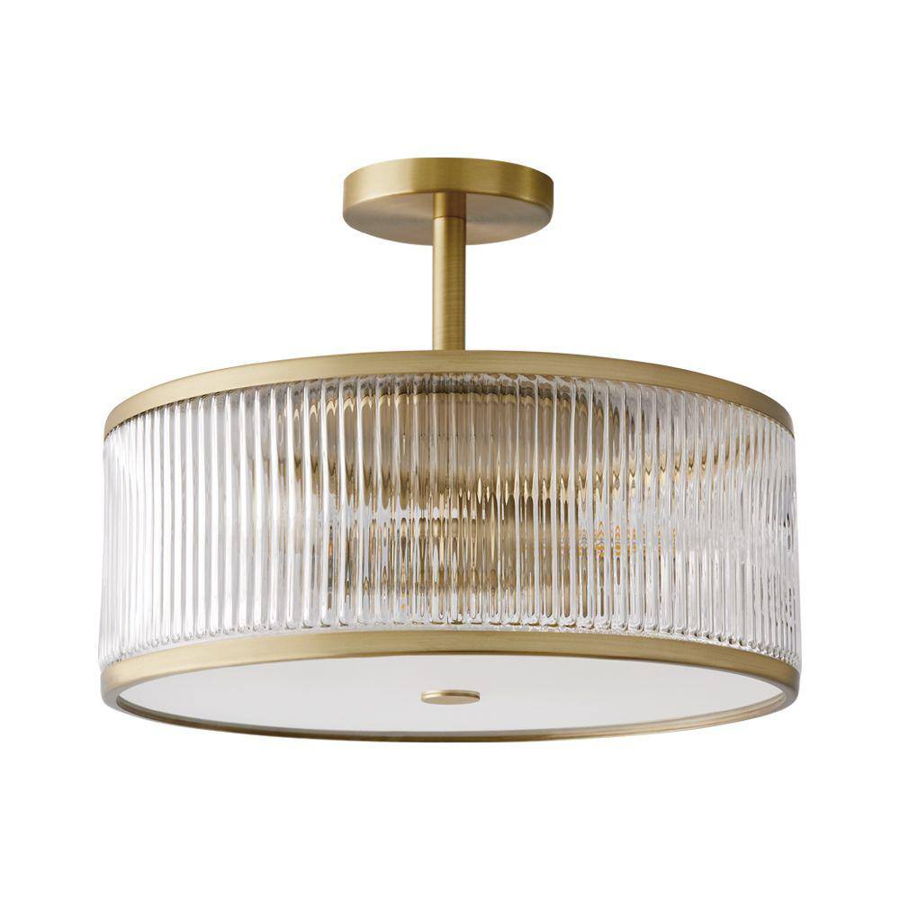 GLUCKSTEINELEMENTS Ashbury 3-Light Brushed Brass Semi Flush Mount