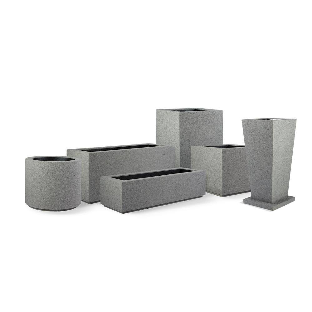 Gray Granite Extra Large Round Outdoor Planter with Drainage Holes