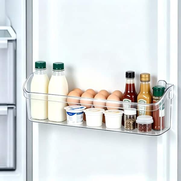 Refrigerator Bottom Door Bin, Clear Durable Replacement Shelf Plastic Easy To Install, Frigidaire Compatible 1-Pack