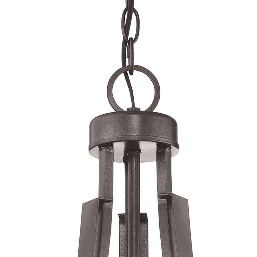 Parsons Studio Smoked Iron 3-Light Drum Pendant with Polished Nickel Accents
