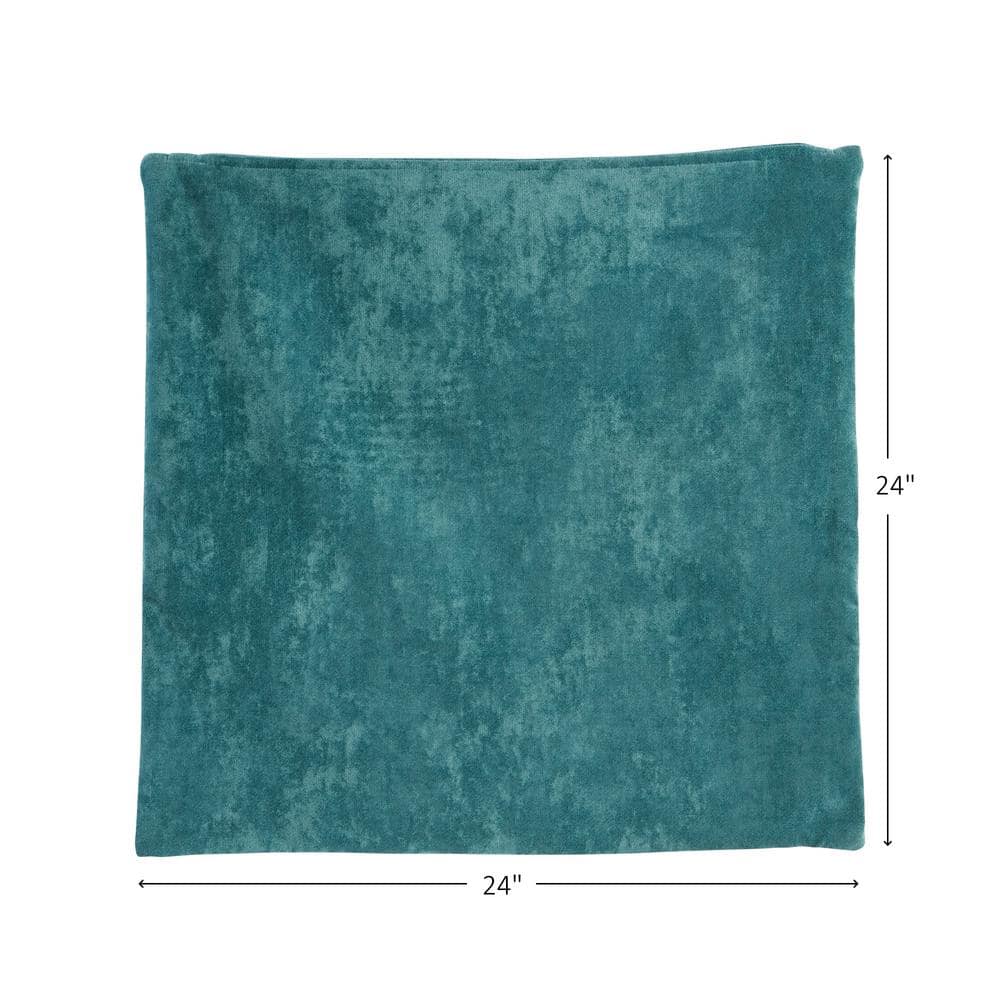 Velvety Soft Aqua Blue Polyester 24" Square Throw Pillow Cover