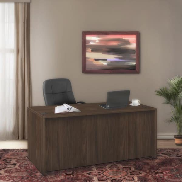 Legacy 60 in x 30 in. Neo Walnut Executive Desk with Single Pedestal Drawer Unit