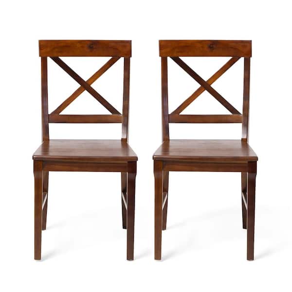 Noble House Bostwick Rich Mahogany Solid Wood Dining Chair (Set of 2)