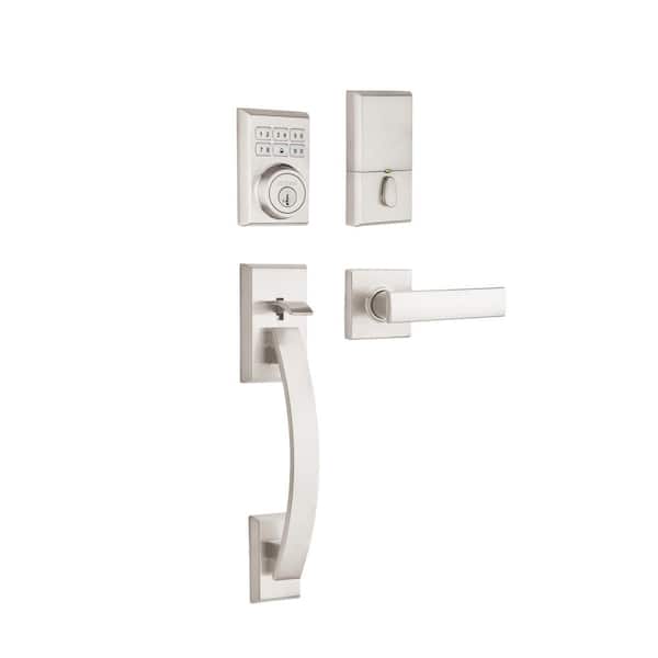 Kwikset SmartCode 909 Contemporary Satin Nickel Single Cylinder Keypad Electronic Deadbolt with Handleset and Handle