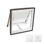 21 in. x 26-7/8 in. Venting Deck Mount Skylight with Laminated Low-E3 Glass & White Solar Powered Light Filtering Blind