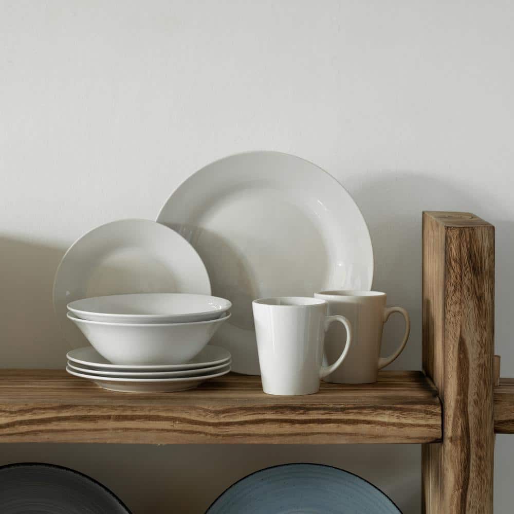 White Ceramic 16-Piece Dinnerware Set for 4