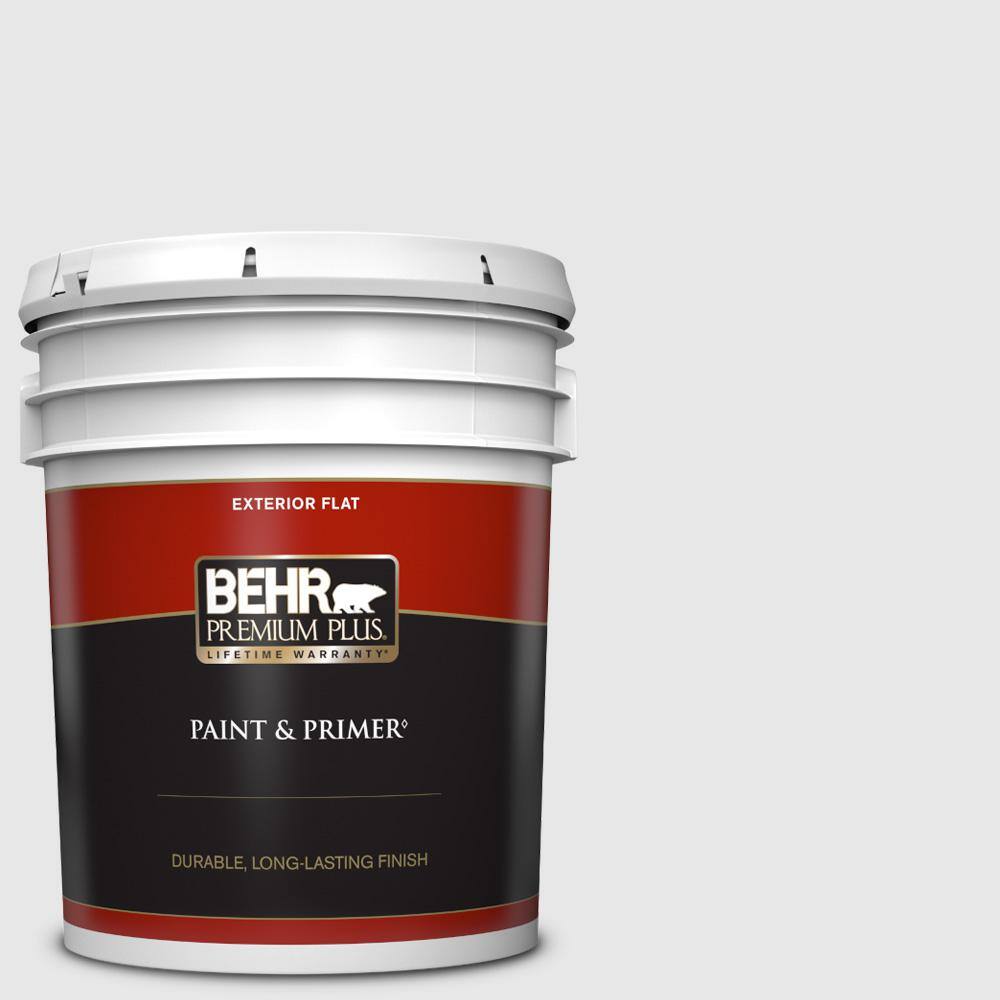 BEHR PREMIUM PLUS 5 gal. PRW09 Nimbus Cloud Flat Exterior Paint