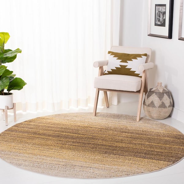 Adirondack Gold/Ivory 4 ft. x 4 ft. Gradient Round Area Rug