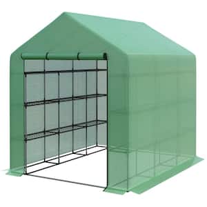 96 in. L x 70.75 in. W x 82.75 in. H Portable Water/UV Walk-In Greenhouse Hot House with 18 Shelves