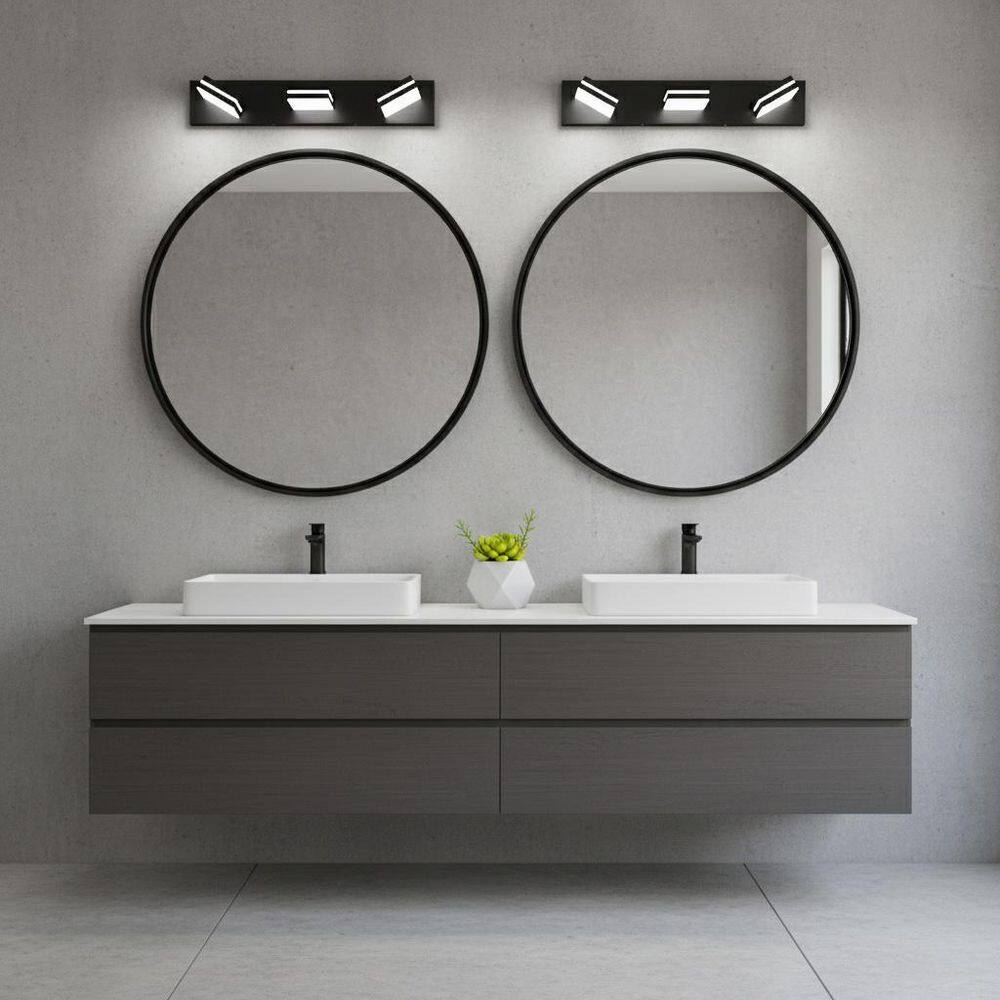 24 in. Black Vanity LED Light with 3 Rotatable Dimmable Light 6000K Daylihgt White price history on PriceWatchPro