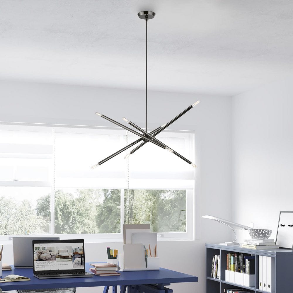 Soho Organic Asymmetrical 8-Light Black Chrome Chandelier
