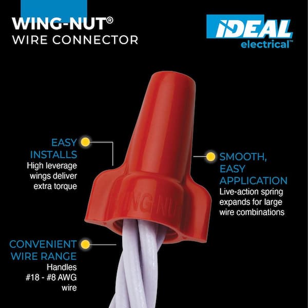 Wing-Nut Wire Connector, 452 Red, Jar of 300