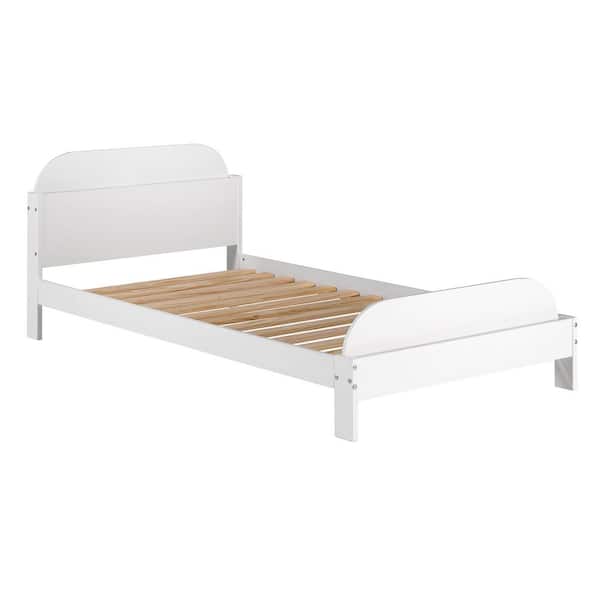 Walker Edison Furniture Company White Twin Solid Wood Bookcase Bed Frame