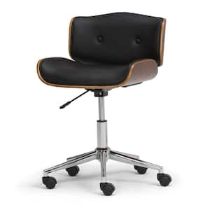 Dax Swivel Adjustable Executive Computer Bentwood Office Chair in Black, Natural