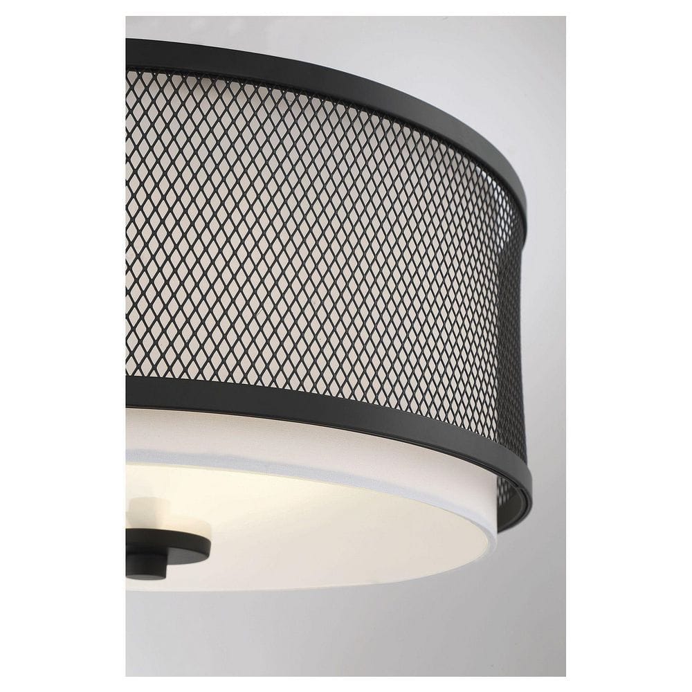 Matte Black Drum 3-Light Flush Mount Ceiling Light