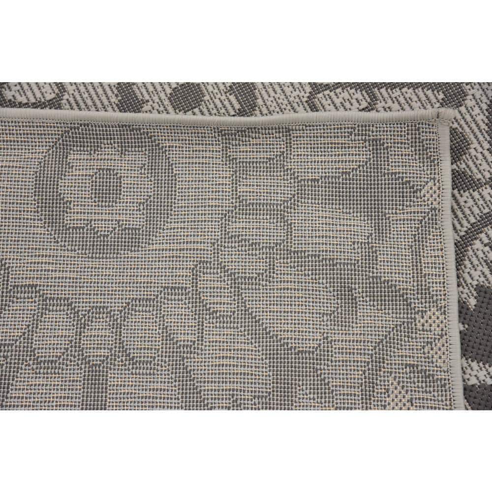 Gray Abstract Easy-Care Synthetic Outdoor Rug 9' x 12'