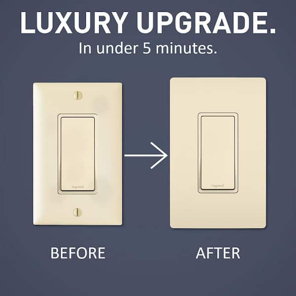 radiant 1-Gang 1-Decorator/Rocker Screwless Wall Plate, Light Almond