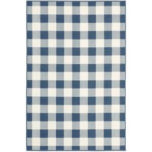 Messina Blue/Ivory 8 ft. x 11 ft. Geometric Gingham Check Polypropylene Indoor/Outdoor Area Rug