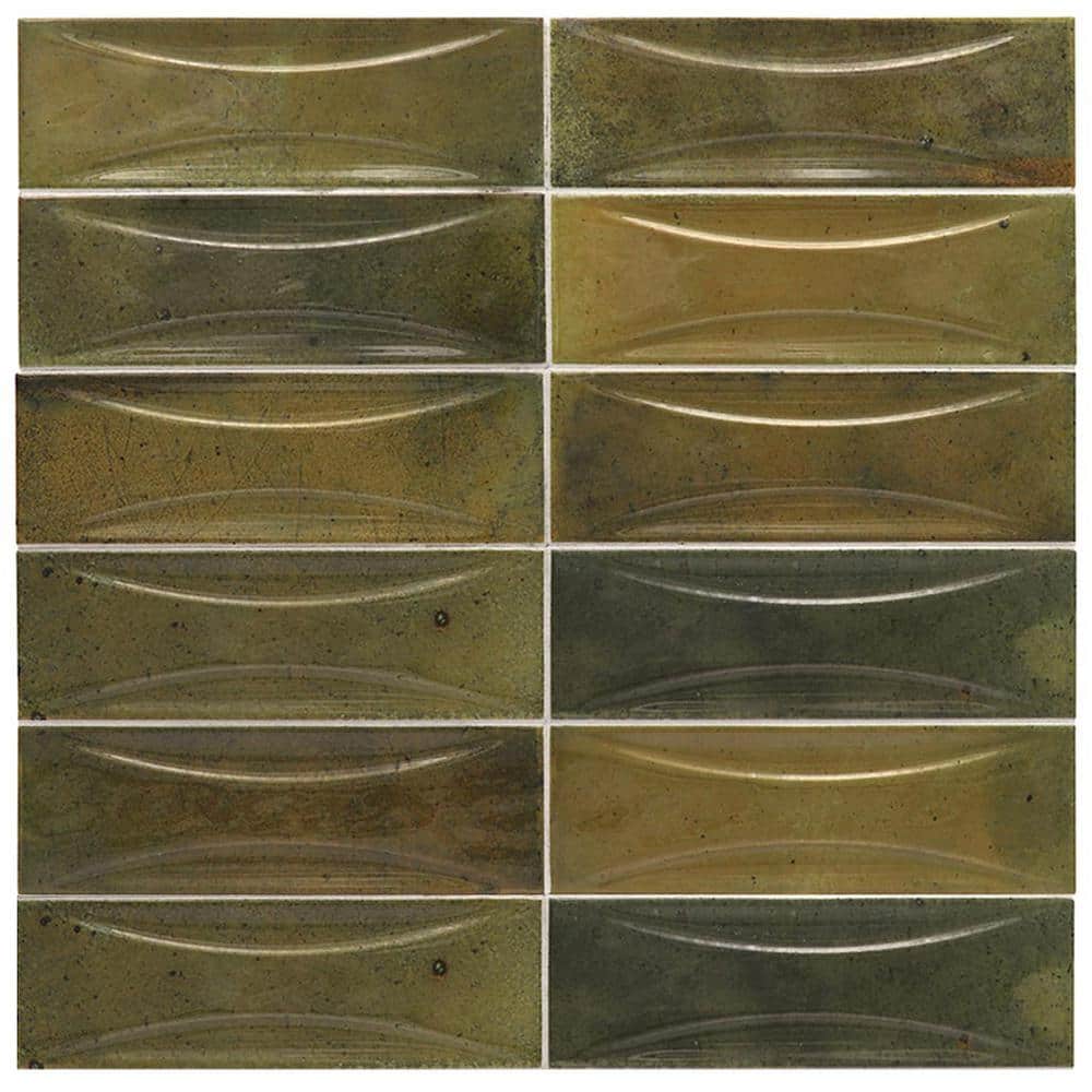 Antiek Green 2.58 in. x 7.9 in. Glossy Ceramic Subway Deco Wall Tile Sample (0.14 Sq. ft./case) (1-pack) price history on PriceWatchPro