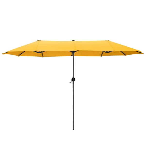 PHI VILLA 13 ft. Market Patio Umbrella 2-Side in Golden Yellow