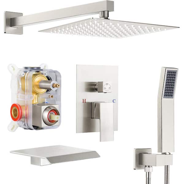 Single Handle 3-Spray Tub and Shower Faucet 1.8 GPM in Brushed Nickel Valve Included