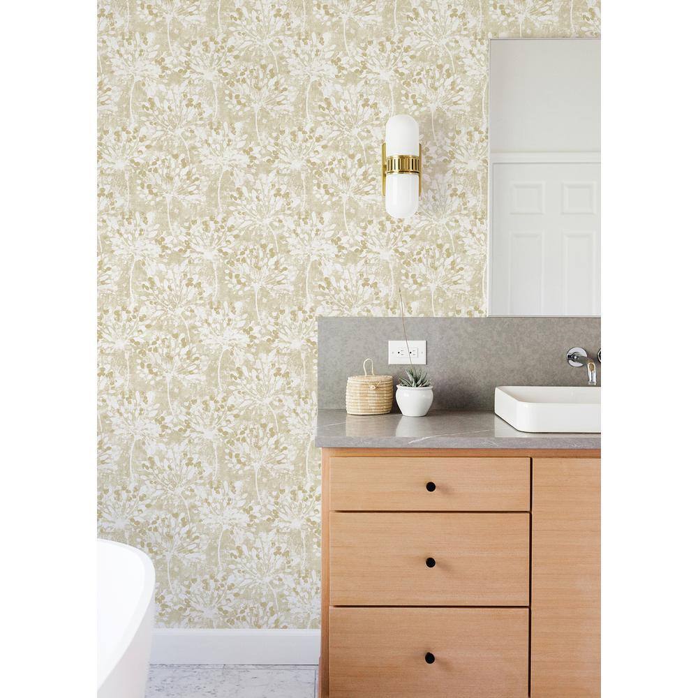 Dori Gold and White Painterly Floral Non-Woven Wallpaper