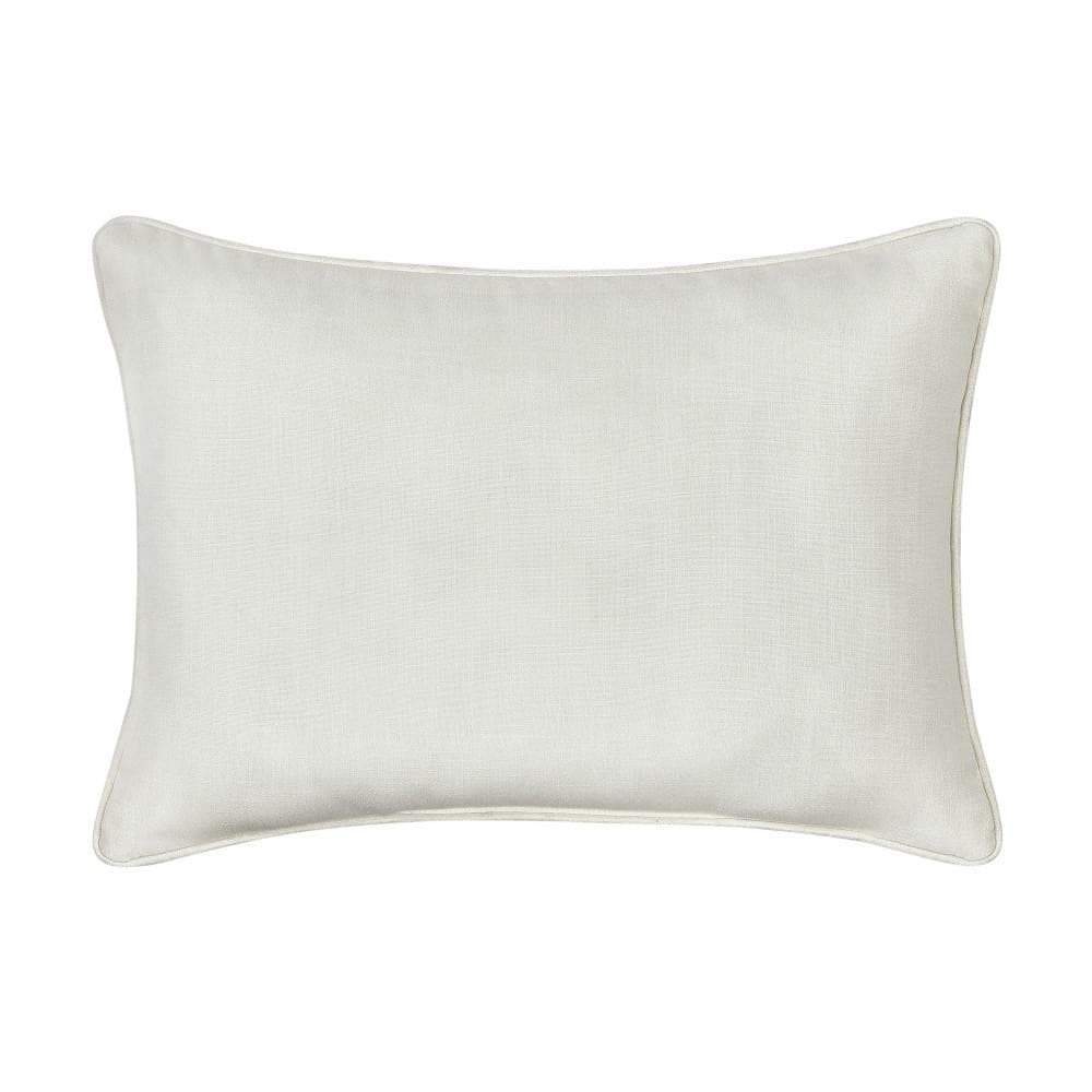 Sage Green and White Embroidered Rectangular Throw Pillow
