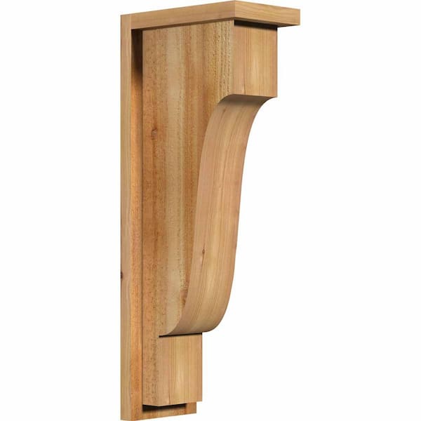 Ekena Millwork 6 in. x 10 in. x 26 in. Western Red Cedar Newport Rough Sawn Corbel with Backplate