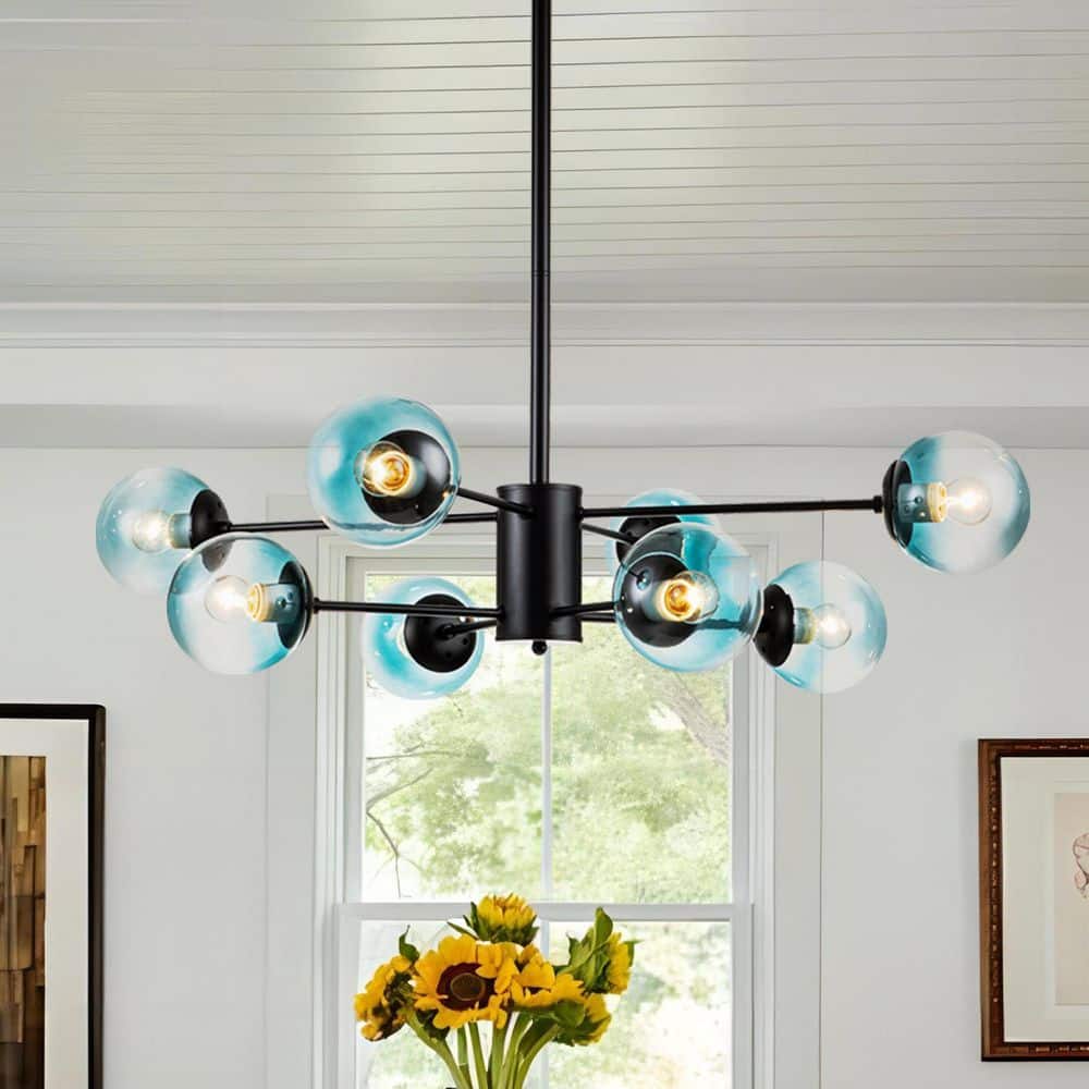 Rae 8 - Light Black Dimmable Blue Sputnik Bubble Modern Linear Chandelier price history on PriceWatchPro