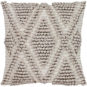 Kirkwall Gray Graphic Textured Polyester 22 in. x 22 in. Throw Pillow