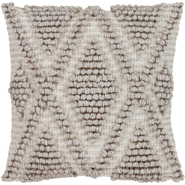 Livabliss Kirkwall Gray Graphic Textured Polyester 22 in. x 22 in. Throw Pillow