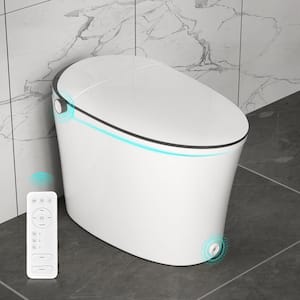 Tankless Elongated Electric Smart Toilet Bidet Seat for in White with Front/rear Wash, Remote Control and Auto Flush