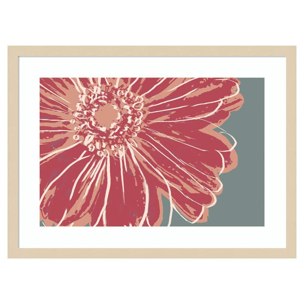 Flower Pop Sketch IV Red Graphic Art Print in Natural Wood Frame