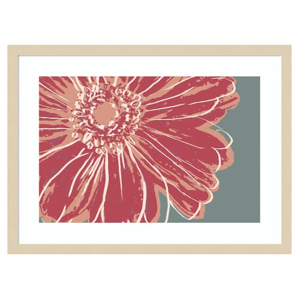 Amanti Art Flower Pop Sketch IV Red by Marie Elaine Cusson 25 in. W x 19 in. H. Wood Framed Wall Art Print Framed in Brown