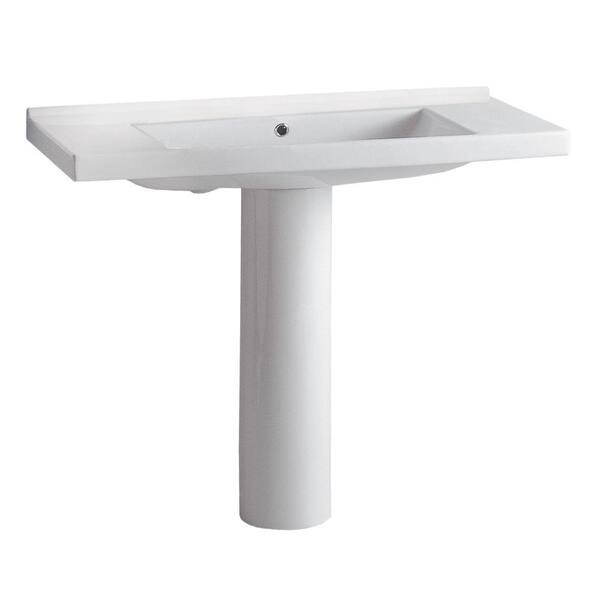 Whitehaus Collection China Series Tubular Pedestal Combo Bathroom Sink in White