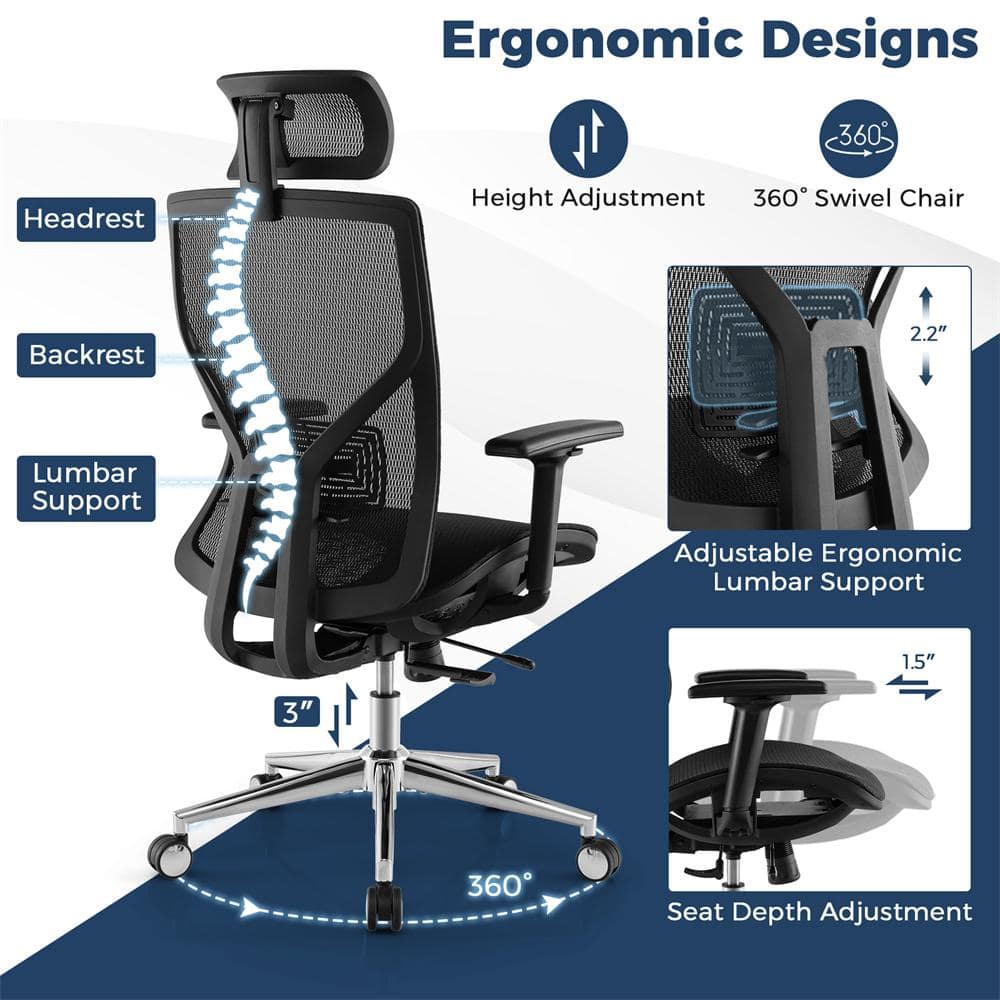 Black Mesh High Back Executive Swivel Chair with Adjustable Arms