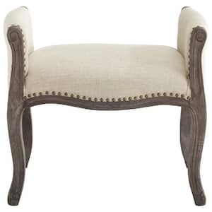 Avail Vintage French Upholstered Fabric Bench in Beige