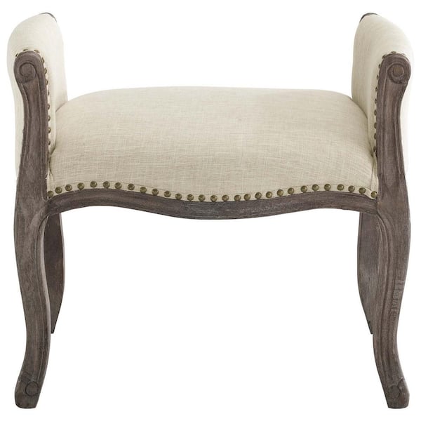 MODWAY Avail Vintage French Upholstered Fabric Bench in Beige