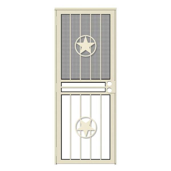 Unique Home Designs 30 in. x 80 in. Lone Star Almond Recessed Mount All Season Security Door with Insect Screen and Glass Inserts