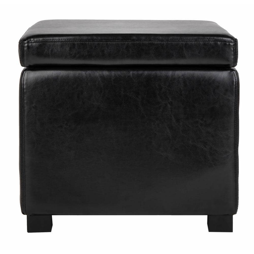 Jonathan Black Faux Leather Flip Top Storage Ottoman