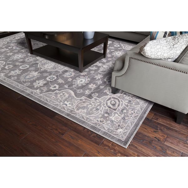 Lara Center Medallion Gray 8 ft. x 11 ft. Area Rug