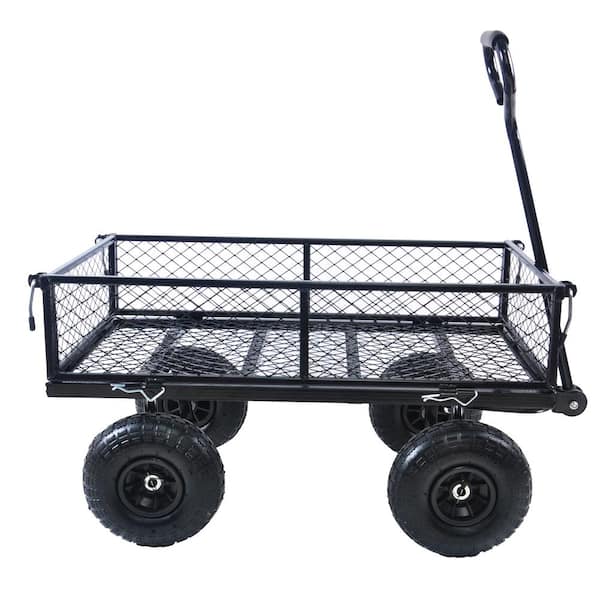 Glitzhome 21 Gallon Garden Yard Cart with Detachable Leaf Bag, Set