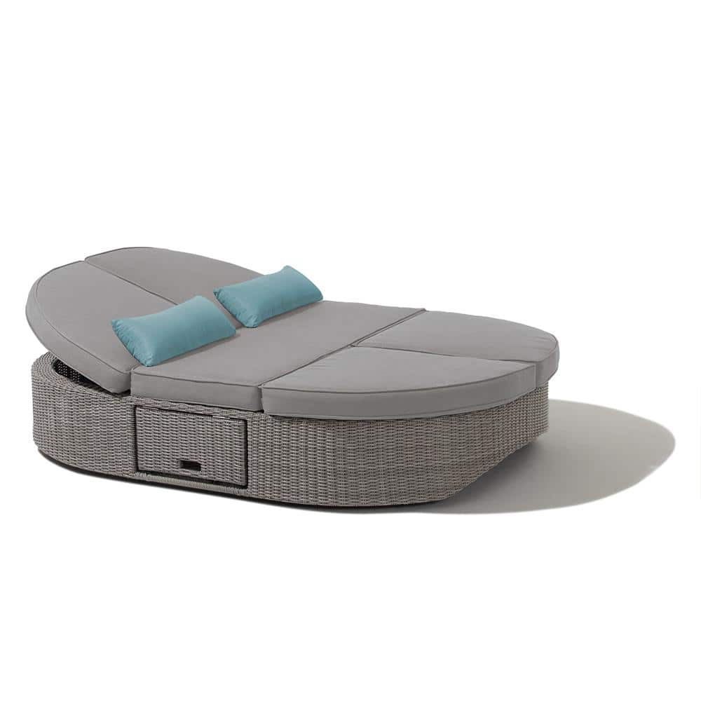 Sandra 75" Gray Aluminum Wicker Outdoor Daybed