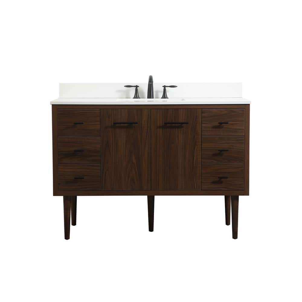 Simply Living 48 in. W x 22 in. D x 33.5 in. H Bath Vanity in Walnut with I