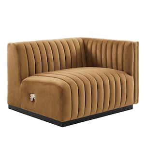 MODWAY Embrace Cognac Tufted Performance Velvet Swivel Chair  EEI-4998-BLK-COG - The Home Depot