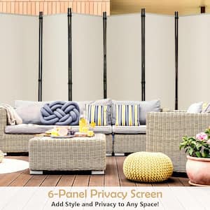 6-Panel Folding Room Divider 6 ft. Rolling Privacy Screen with Lockable Wheels White