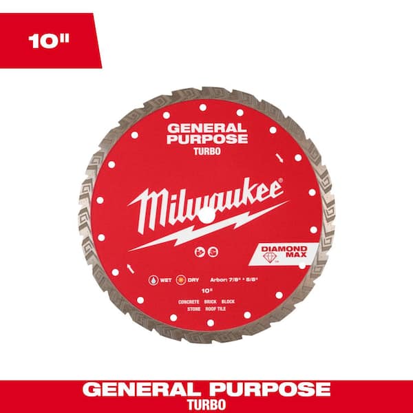 Milwaukee 10 in. DIAMOND MAX General Purpose Turbo Diamond Blade