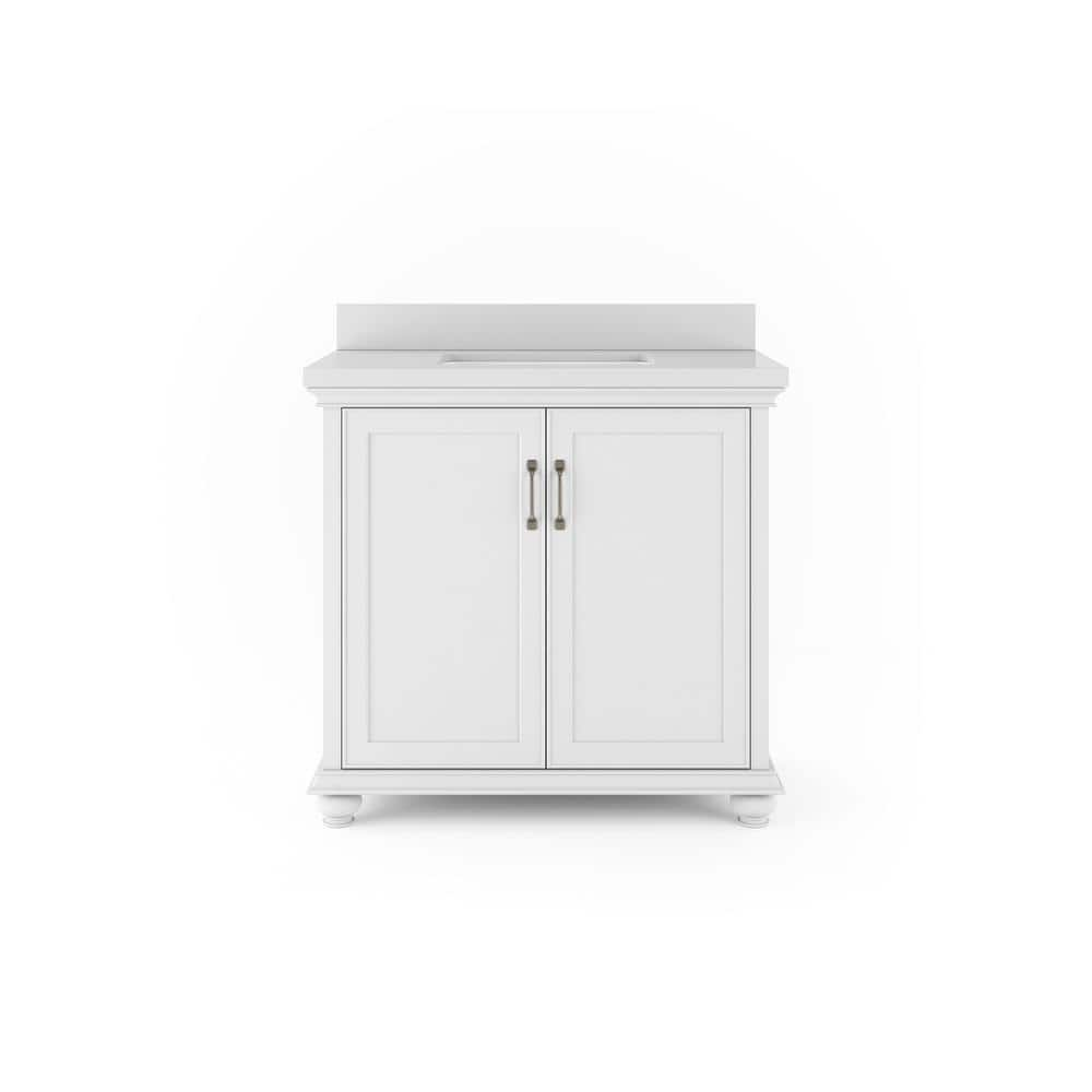 Thomasville Ellamar 36 In W X 20 In D Bath Vanity In White With Quartz Stone Vanity Top In White With White Basin Thmsvl36cvw The Home Depot