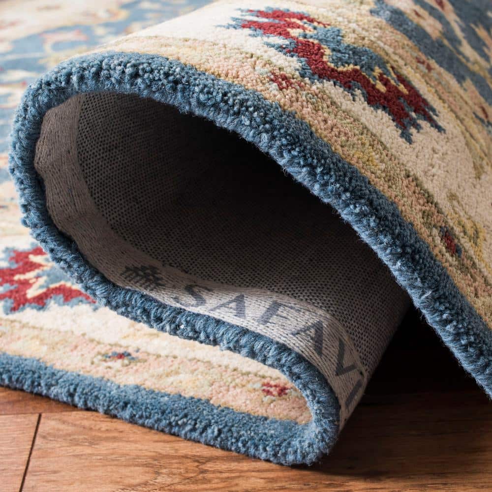 Antiquity Blue and Beige Hand Tufted Wool Area Rug