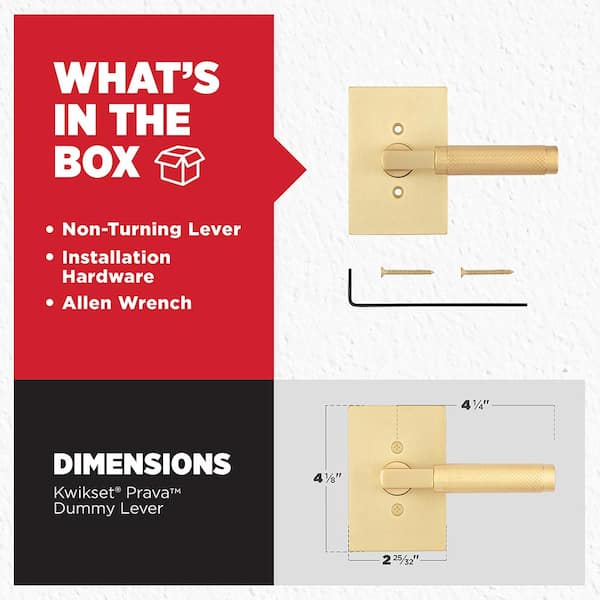 Kwikset Prava Satin Brass Half Dummy Door Handle 788PVL RCT 4 CP